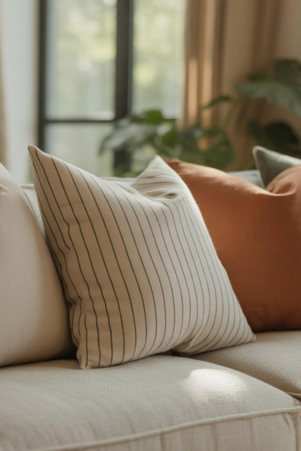 Accent cushions layered in a relaxed and comfortable living space