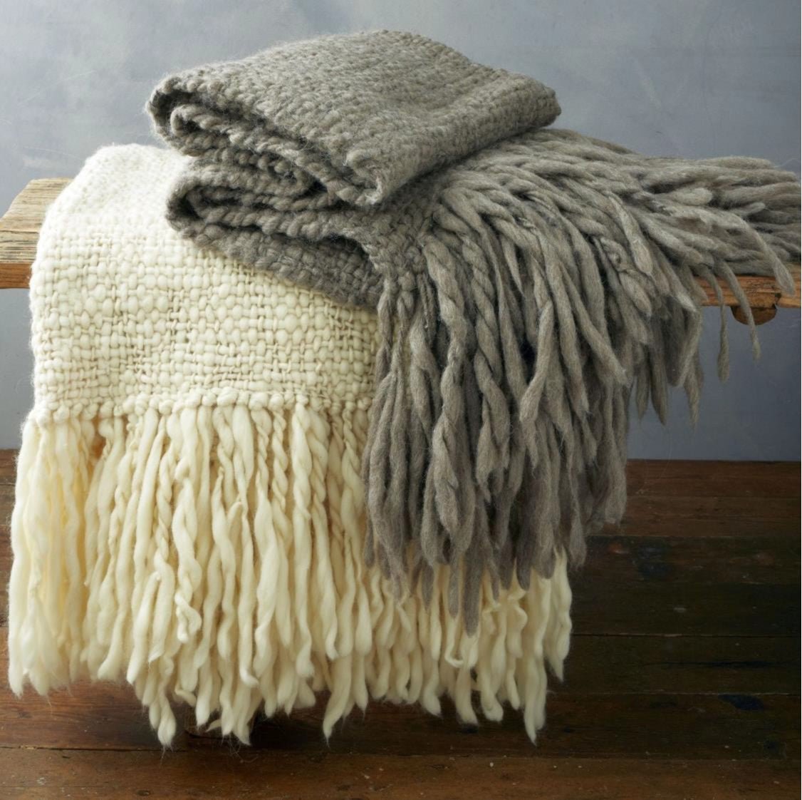 Chunky Wool Flame Knit Blanket - Image 12