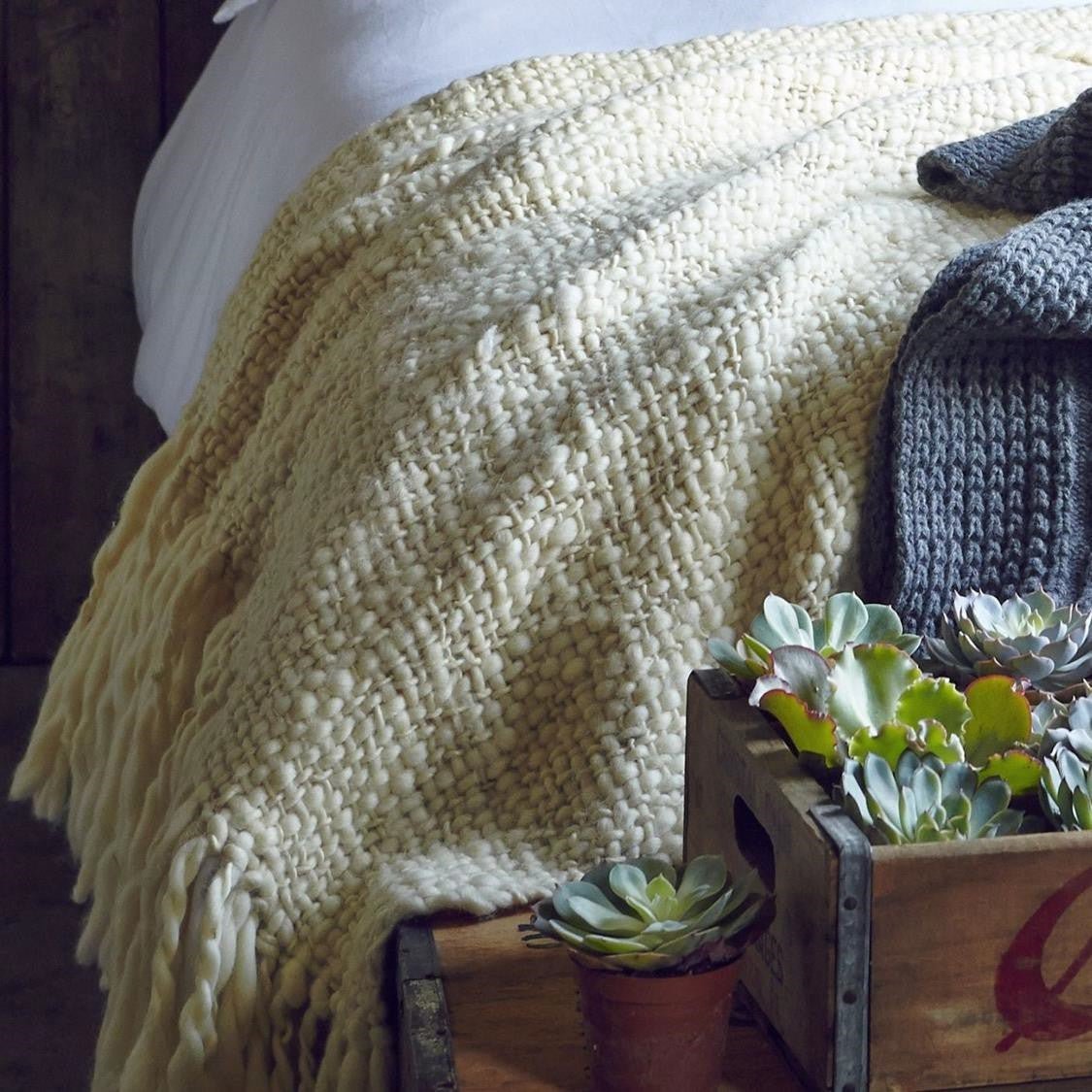 Chunky Wool Flame Knit Blanket - Image 13