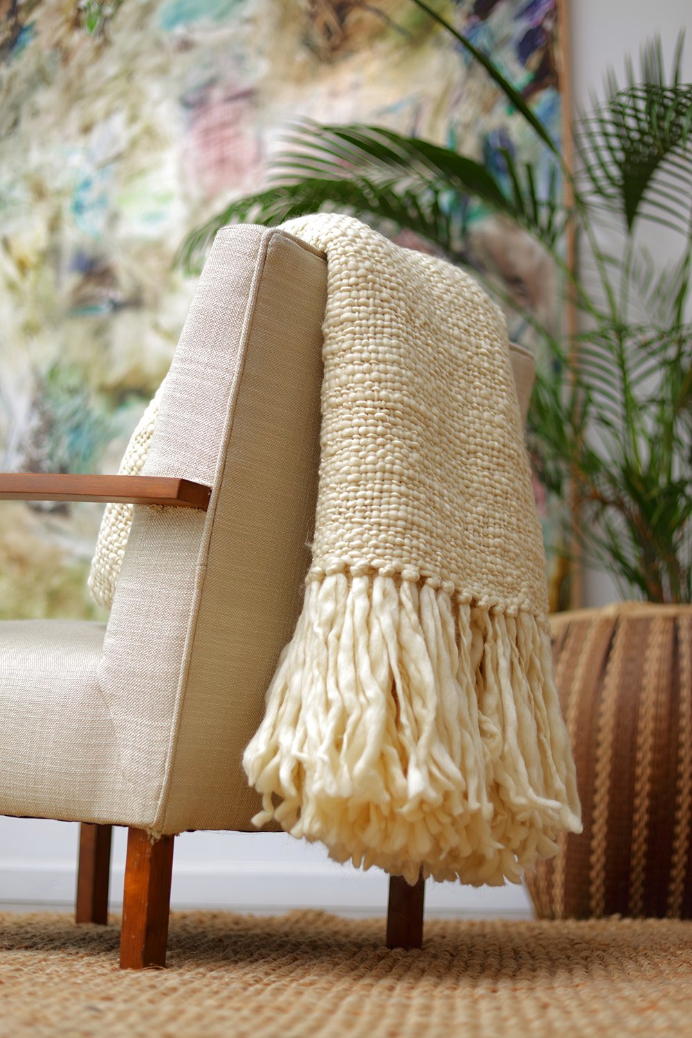 Chunky Wool Flame Knit Blanket - Image 2