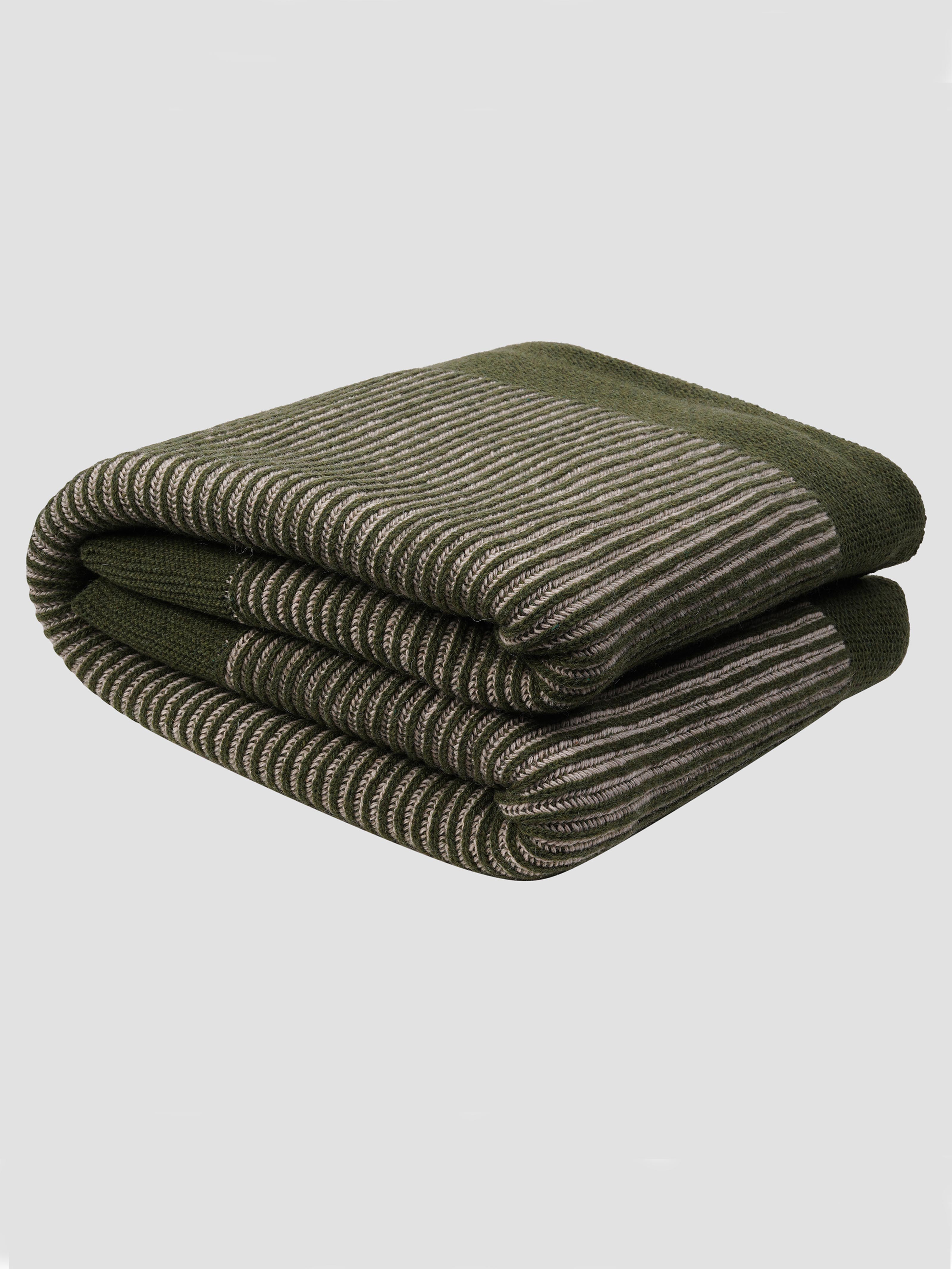 Cedar Green Striped Knit Throw Blanket