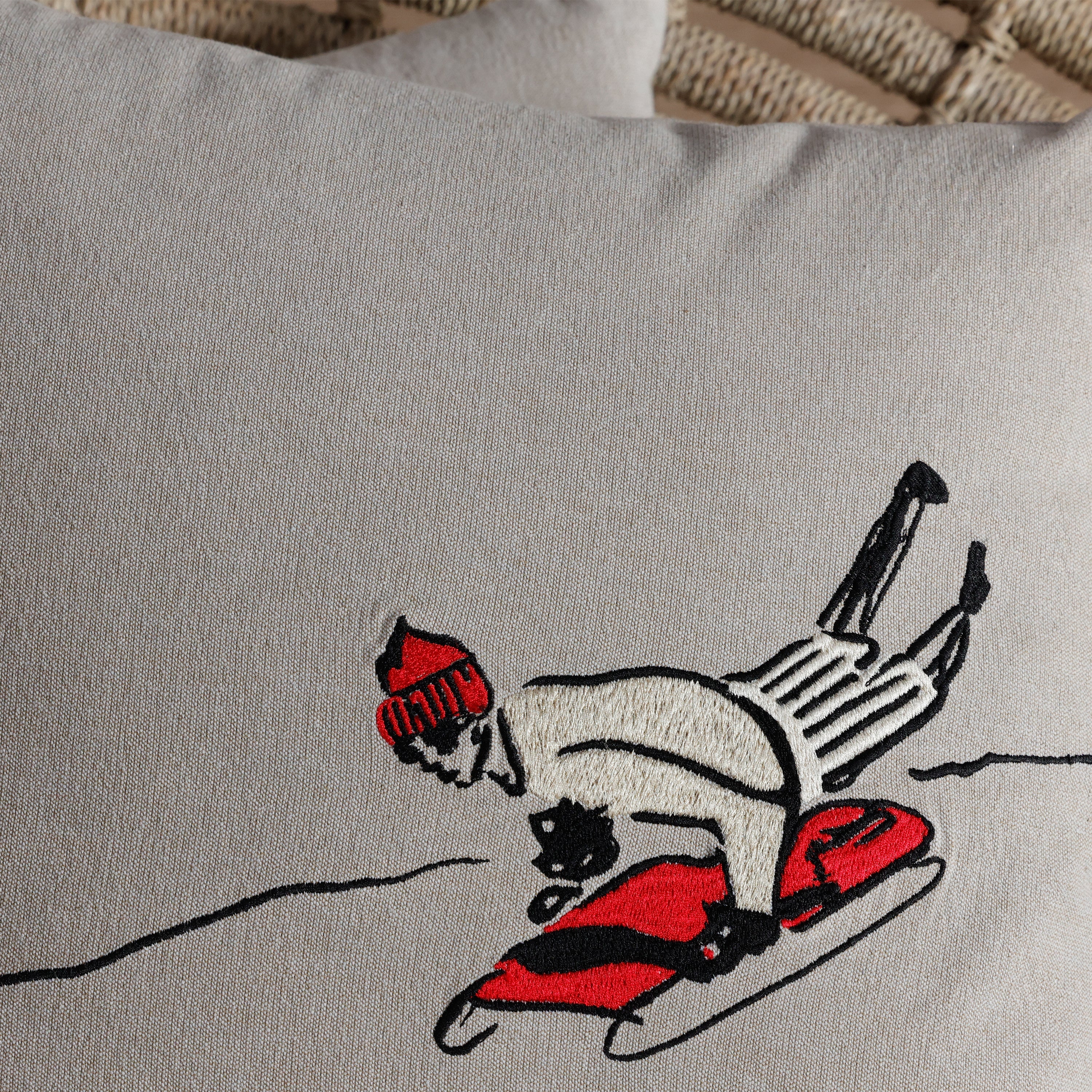 Sledding Cotton Chambray Throw Pillow - Image 3