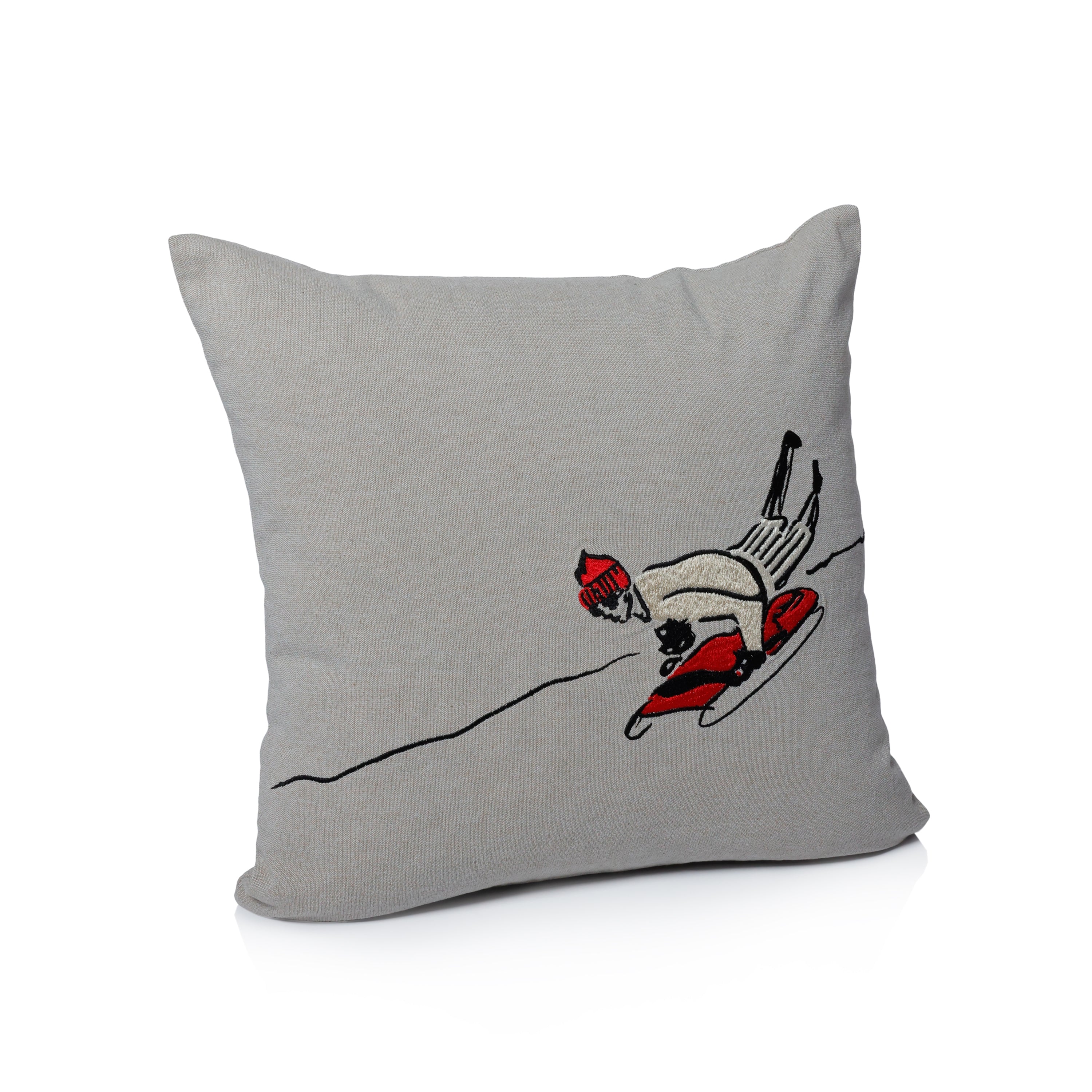 Sledding Cotton Chambray Throw Pillow